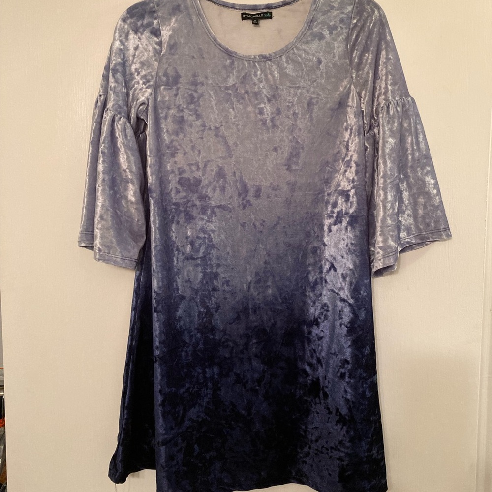 Blue Velvet Ombré Girls Dress